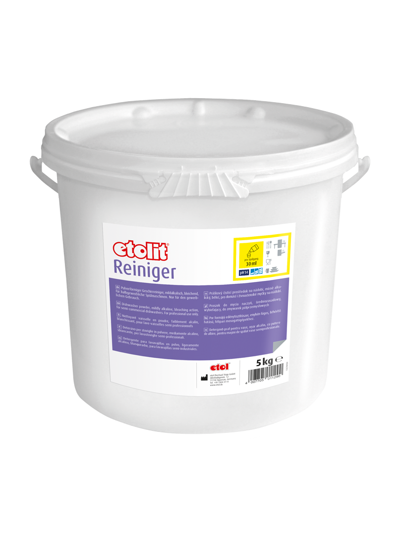 etolit Reiniger 5kg – Pulverförmiger, mildalkalischer, bleichender Geschirrreiniger für halbgewerbliche Spülmaschinen etolit Reiniger 5kg – Pulverförmiger, mildalkalischer, bleichender Geschirrreiniger für halbgewerbliche Spülmaschinen