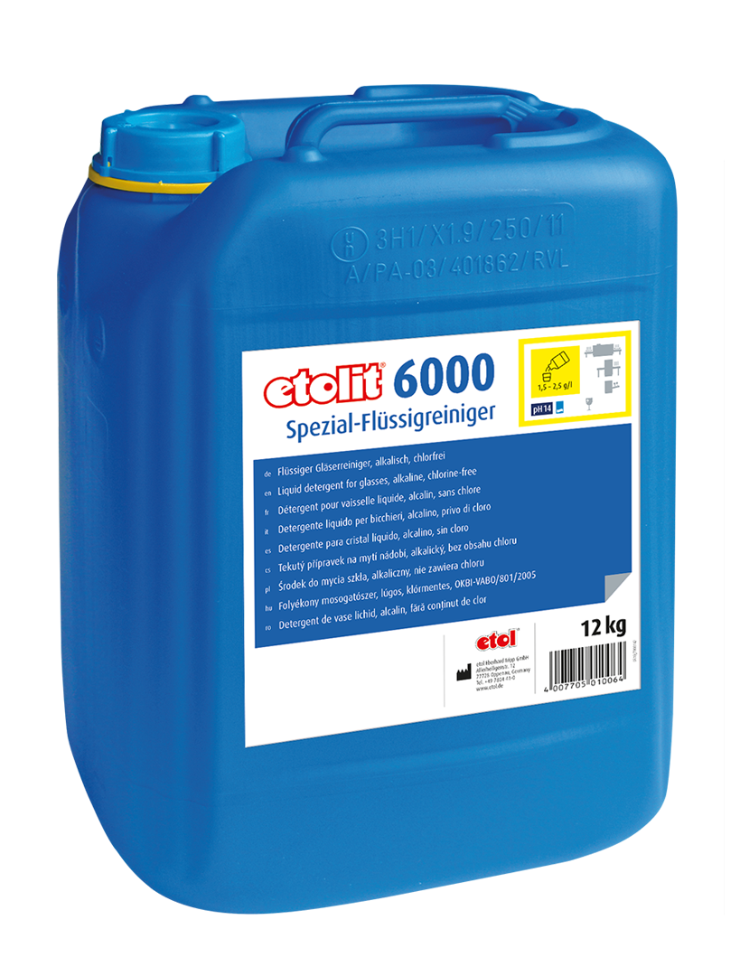 etolit 6000 12kg – Flüssiger Gläserreiniger, alkalisch, chlorfrei etolit 6000 12kg – Flüssiger Gläserreiniger, alkalisch, chlorfrei