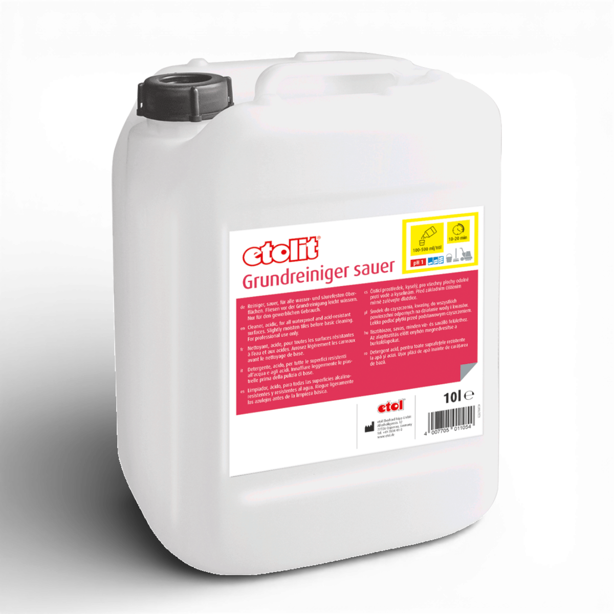 Etolit Kanister 10 l Grundreiniger Sauer – Reinigungs- und Spülchemie für Gastronomie und Großküche