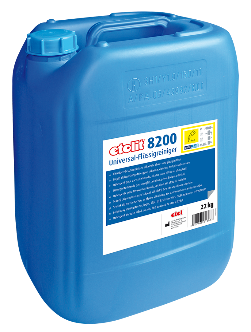 etolit 8200 22kg – Flüssiger Geschirrreiniger, alkalisch, chlor- und phosphatfrei