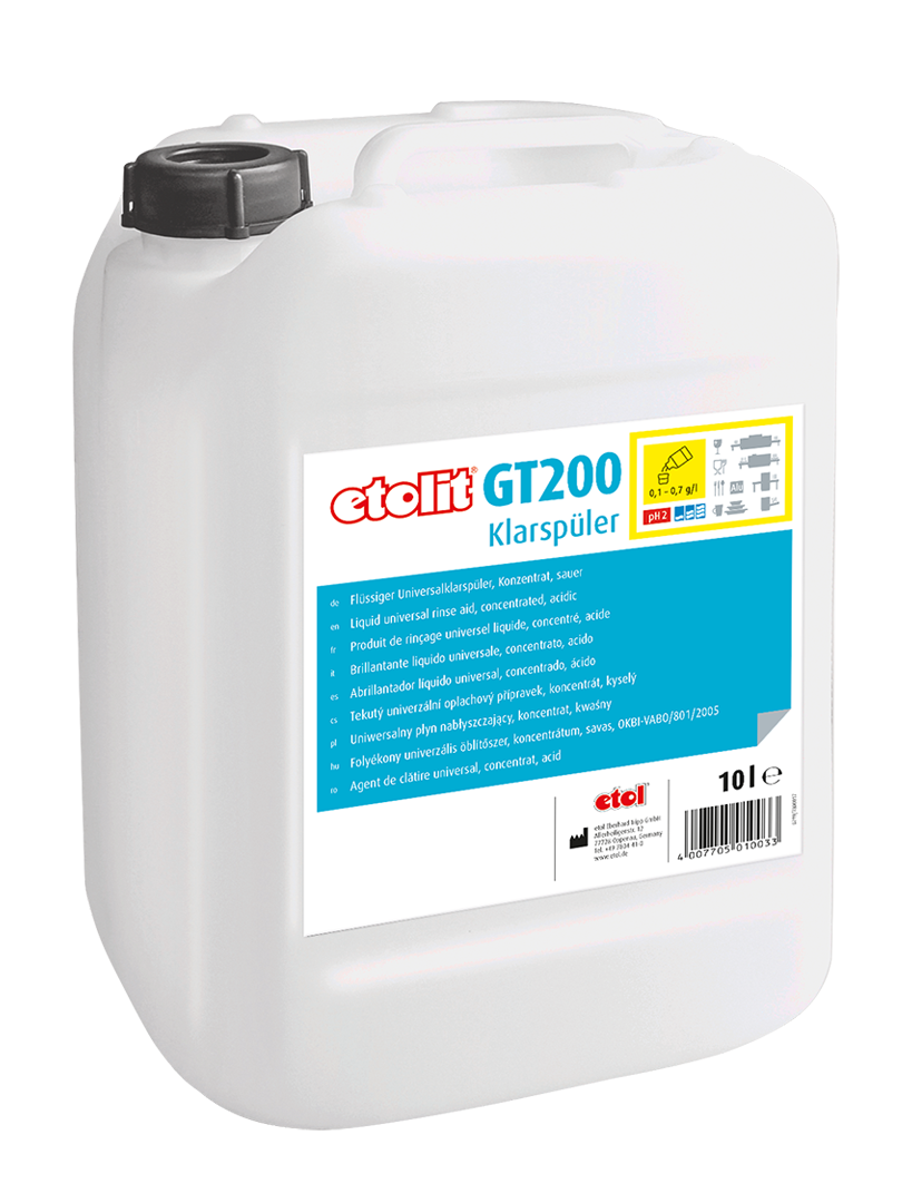etolit GT 200 10l– Flüssiger Universalklarspüler, saures Konzentrat