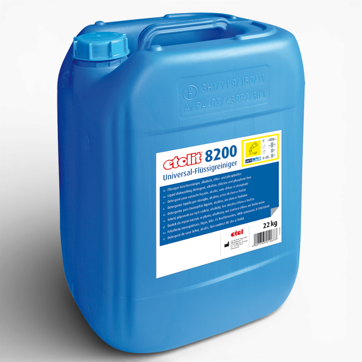 Etolit Kanister 22 kg 8200 – Produktbild für professionelle Großküchen