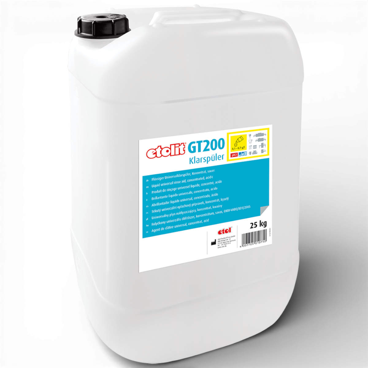 Etolit Kanister 25 kg GT200 – Produktbild für professionelle Großküchen