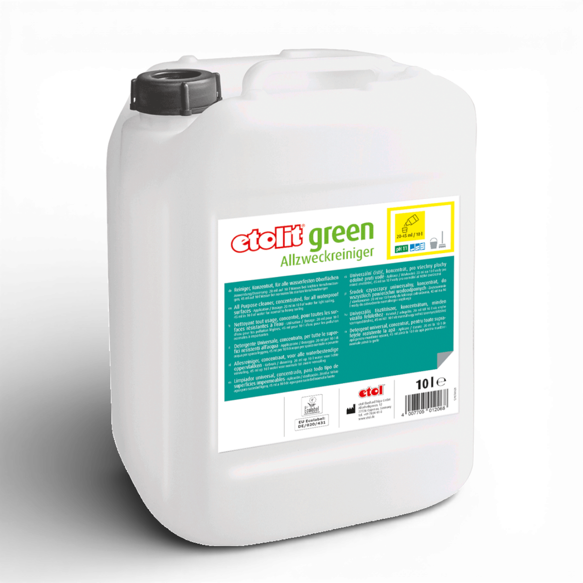 Etolit Green Kanister 10 l  Allzweckreiniger – Reinigungs- und Spülchemie für Gastronomie und Großküche