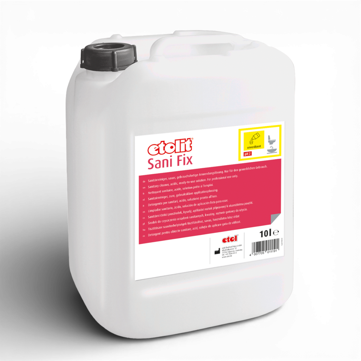 Etolit Kanister 10 l Sani Fix – Produktbild für professionelle Großküchen