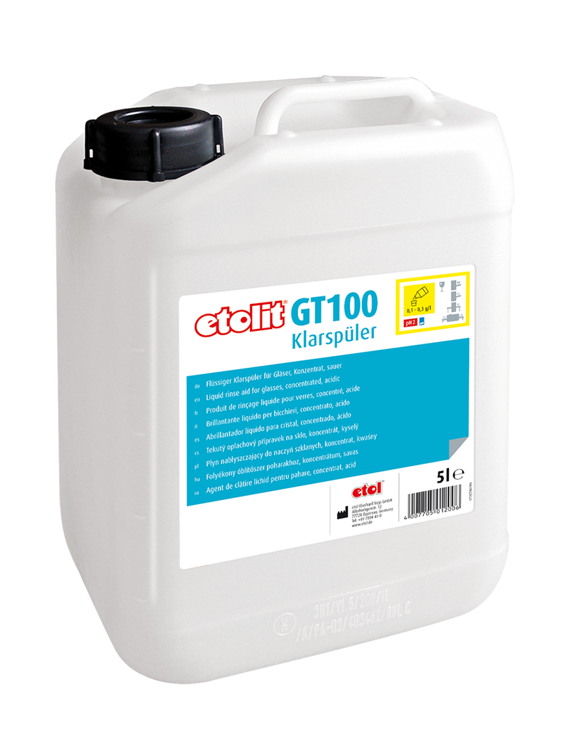 etolit GT 100 5l – Flüssiger Klarspüler für Gläser, saures Konzentrat