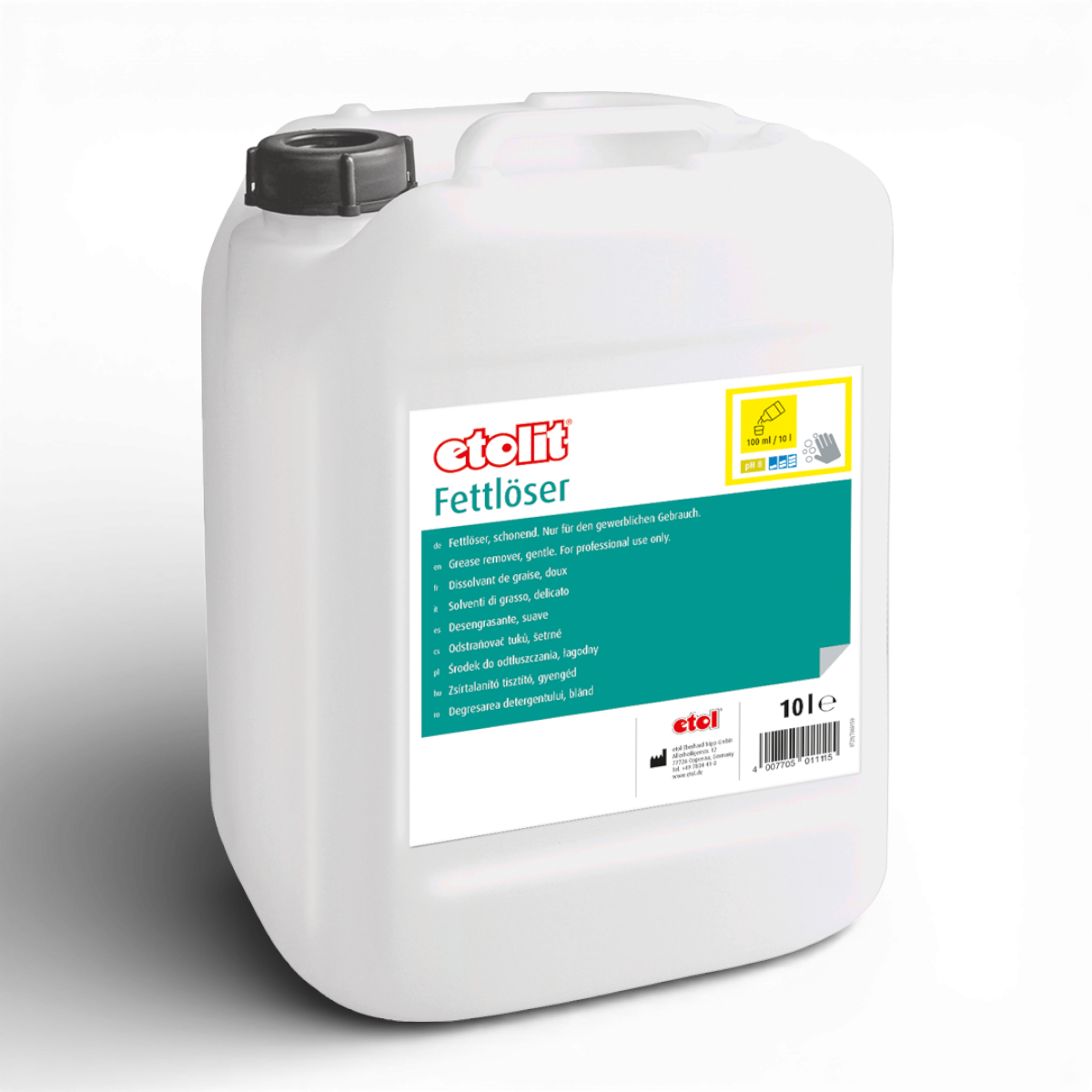 Etolit Kanister 10 l Fettloeser – Produktbild für professionelle Großküchen