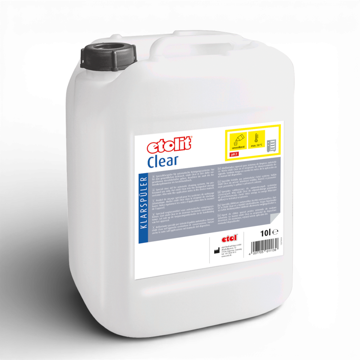 Etolit Kanister 10 l Clear – Produktbild für professionelle Großküchen