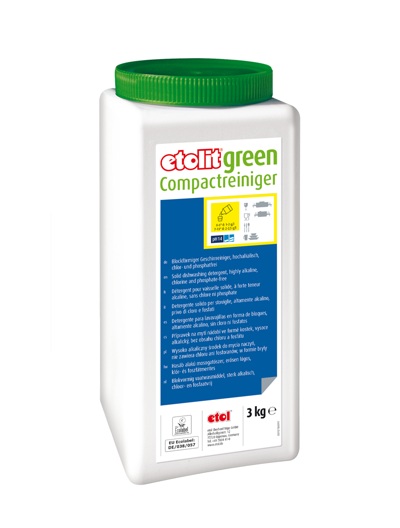 etolit green Compactreiniger  4x3kg  – Blockförmiger Geschirrreiniger, hochalkalisch, chlor- und phosphatfrei etolit green Compactreiniger  4x3kg  – Blockförmiger Geschirrreiniger, hochalkalisch, chlor- und phosphatfrei