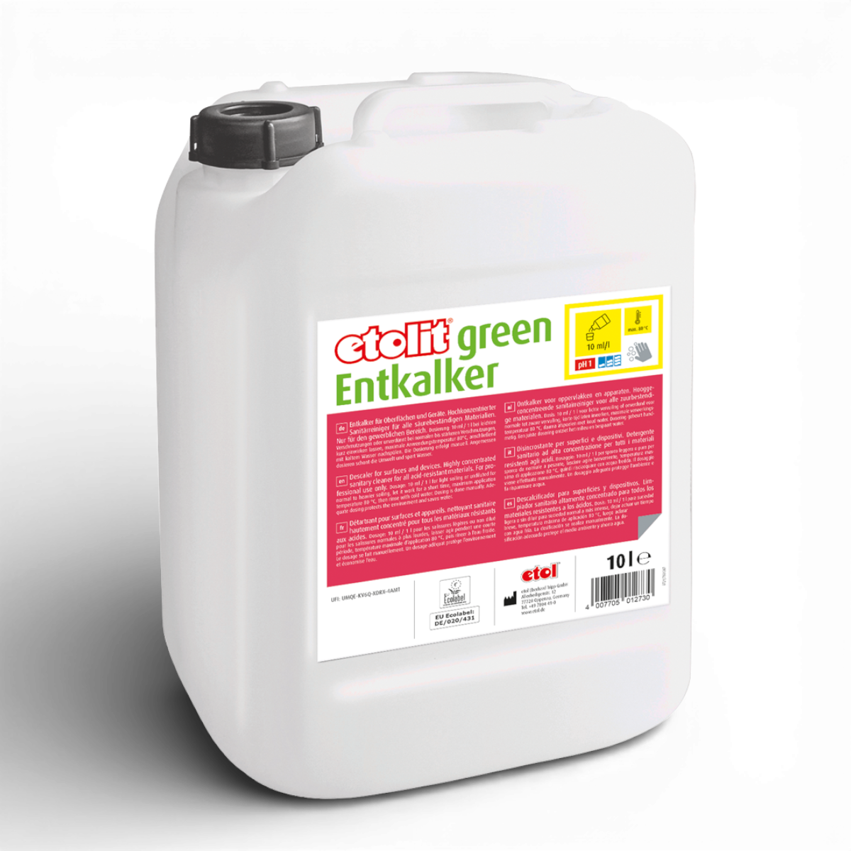 Etolit Green Kanister 10 l  Entkalker – Reinigungs- und Spülchemie für Gastronomie und Großküche