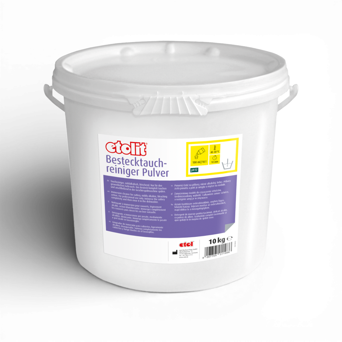 Etolit Eimer 10 kg Bestecktauchreiniger – Reinigungs- und Spülchemie für Gastronomie und Großküche