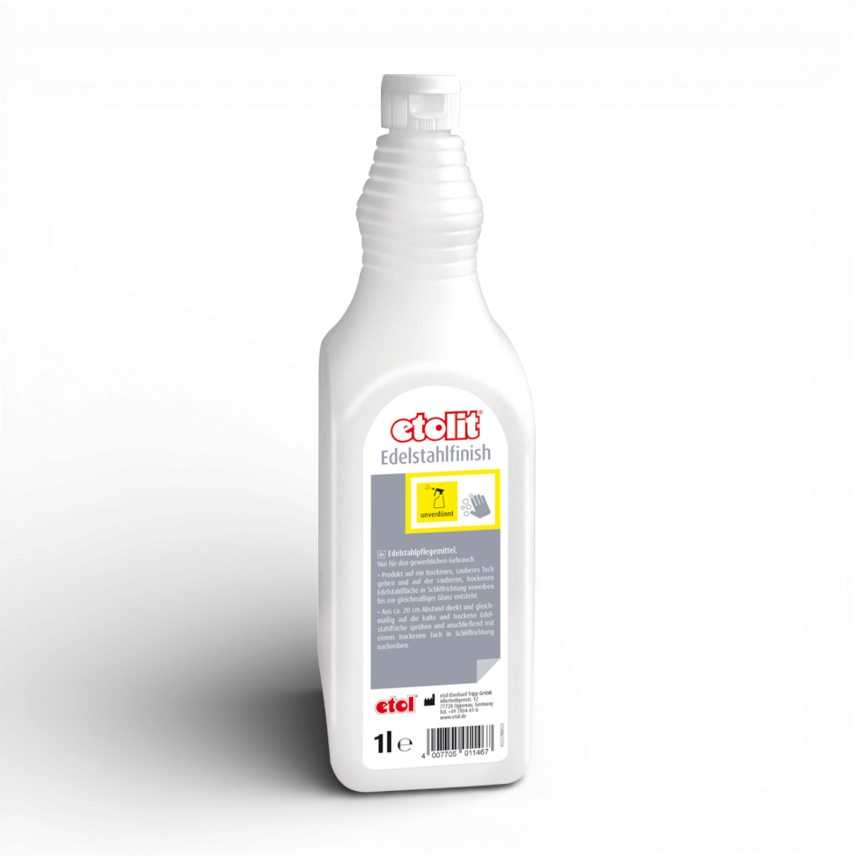 Etolit Flasche 1 l Edelstahlfinish – Edelstahlmöbel für hygienisches Arbeiten