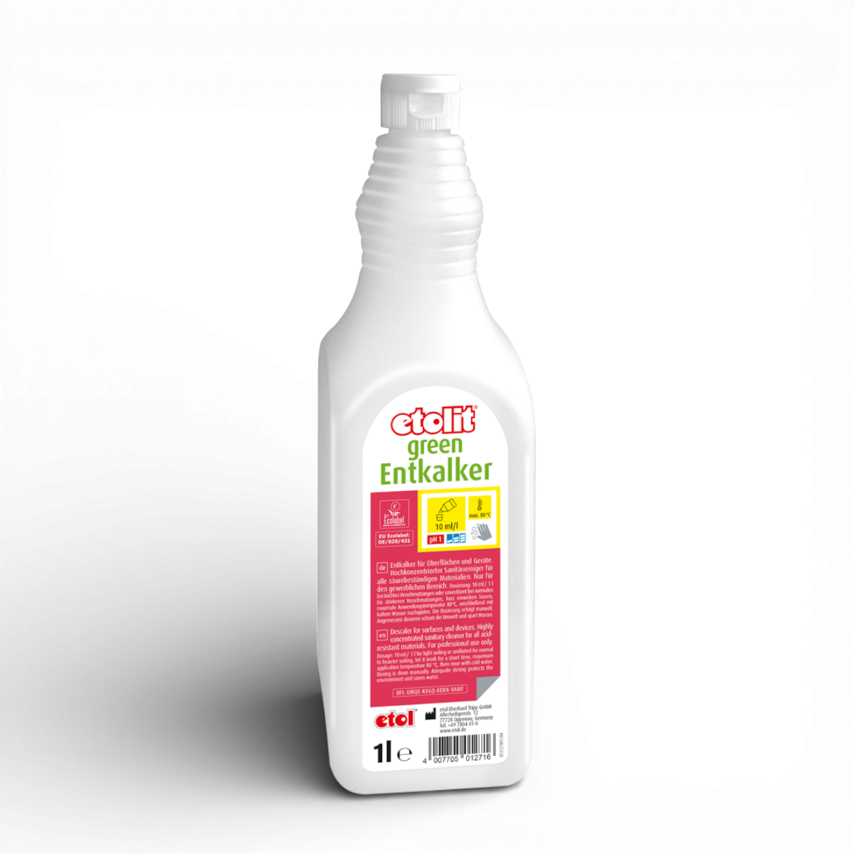 Etolit Green Flasche 1 l  Entkalker – Reinigungs- und Spülchemie für Gastronomie und Großküche